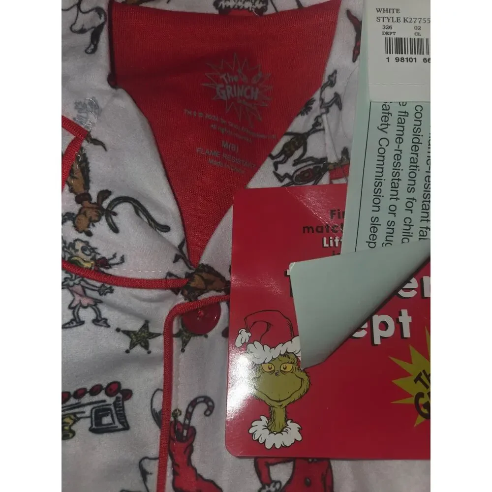 The Grinch, Max, Cindy Lou and Whos Kids Flannel Christmas Pajama Set, Size M 8